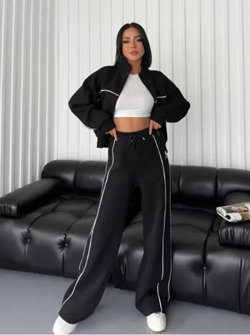 Long Sleeve Half-Turtleneck Cardigan & Trousers Set