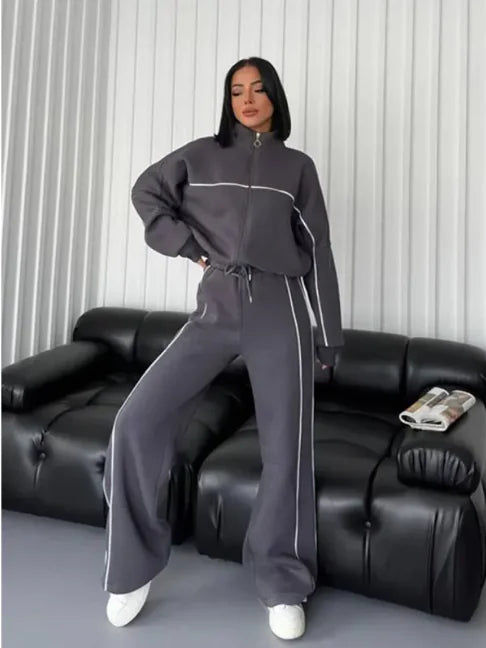 Long Sleeve Half-Turtleneck Cardigan & Trousers Set