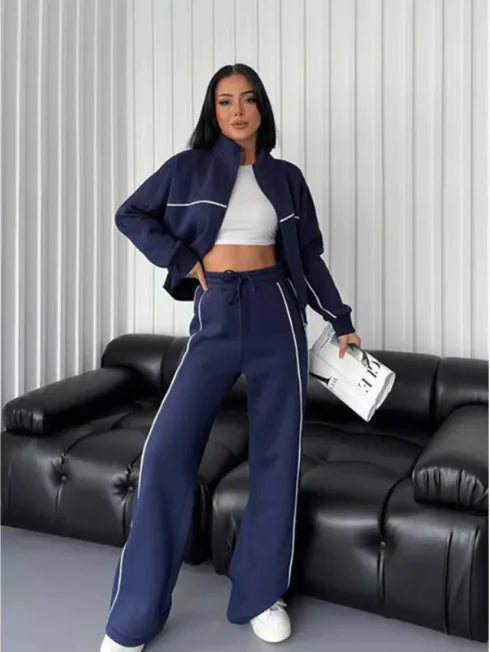 Long Sleeve Half-Turtleneck Cardigan & Trousers Set