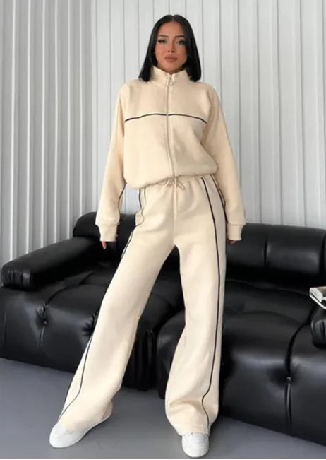 Long Sleeve Half-Turtleneck Cardigan & Trousers Set