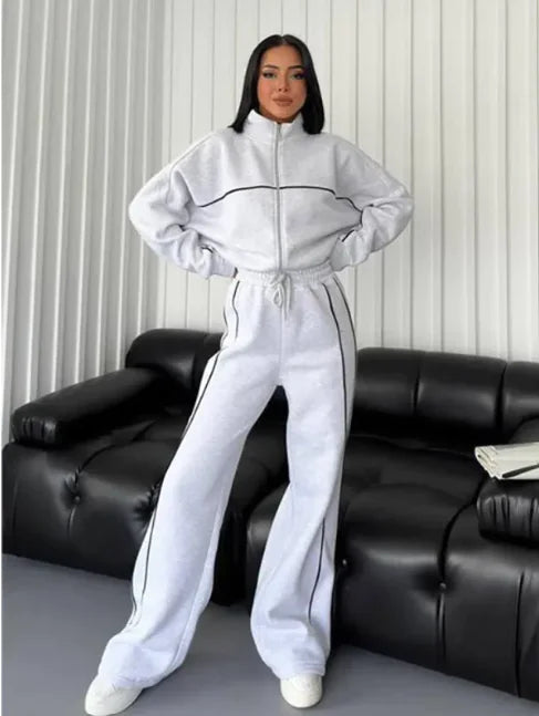 Long Sleeve Half-Turtleneck Cardigan & Trousers Set