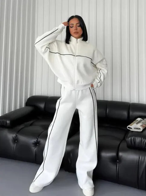 Long Sleeve Half-Turtleneck Cardigan & Trousers Set